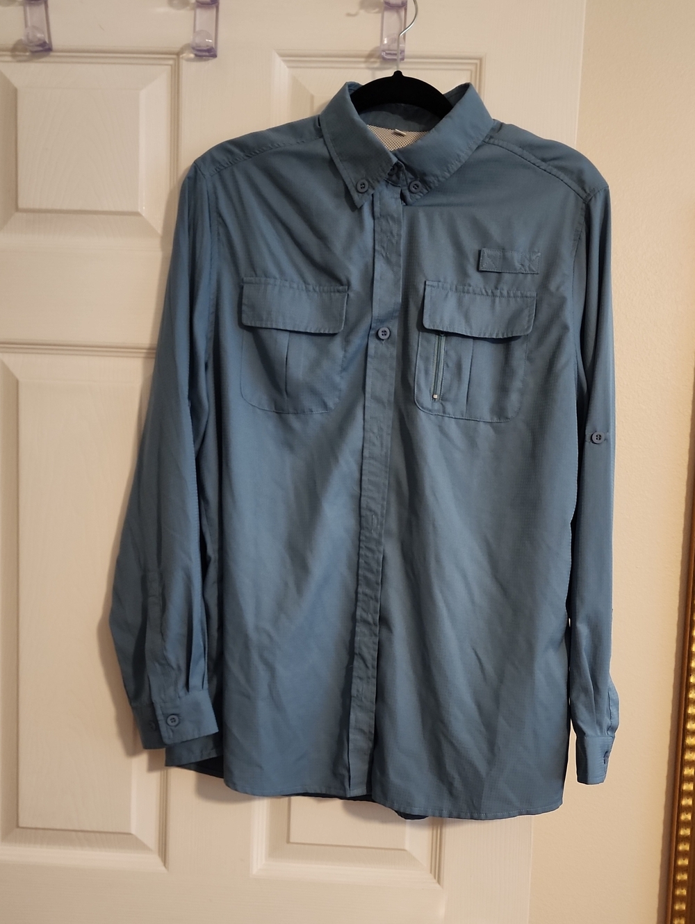 Sun Spf Shirt Light Blue Women's Large Button-Down